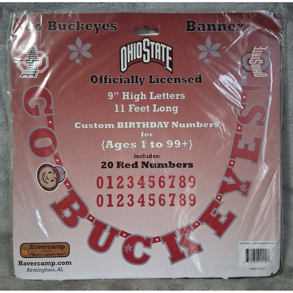 Ohio State Buckeyes Birthday Banner 11ft Custom Numbers Havercamp NCAA Licensed
